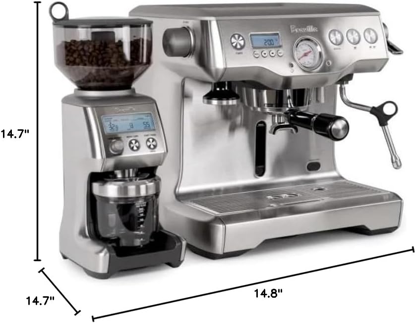 Breville Dynamic Duo Dual Boiler Espresso Machine & Grinder Pro Stainless Steel - Good Condition