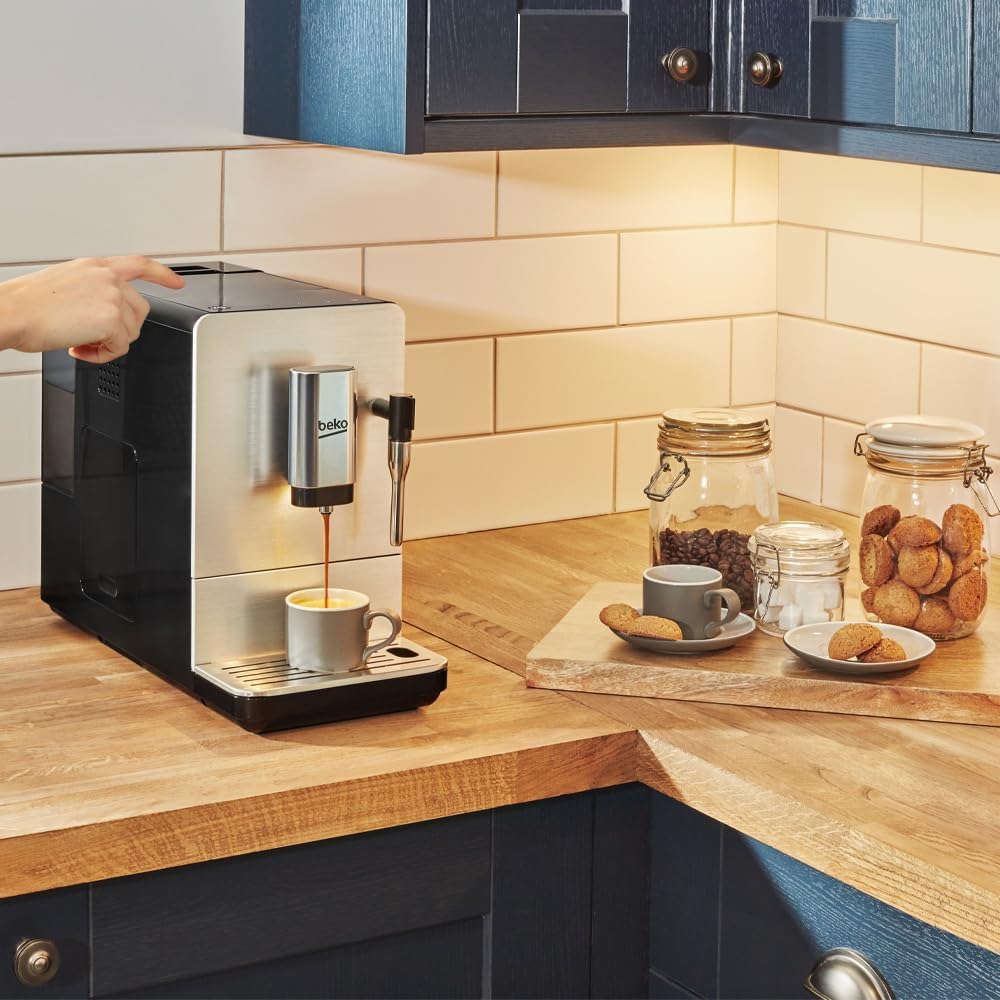 BEKO Bean-to-Cup Espresso Coffee Machine with Milk Frother – 1.4L, Stainless/Black - New Condition