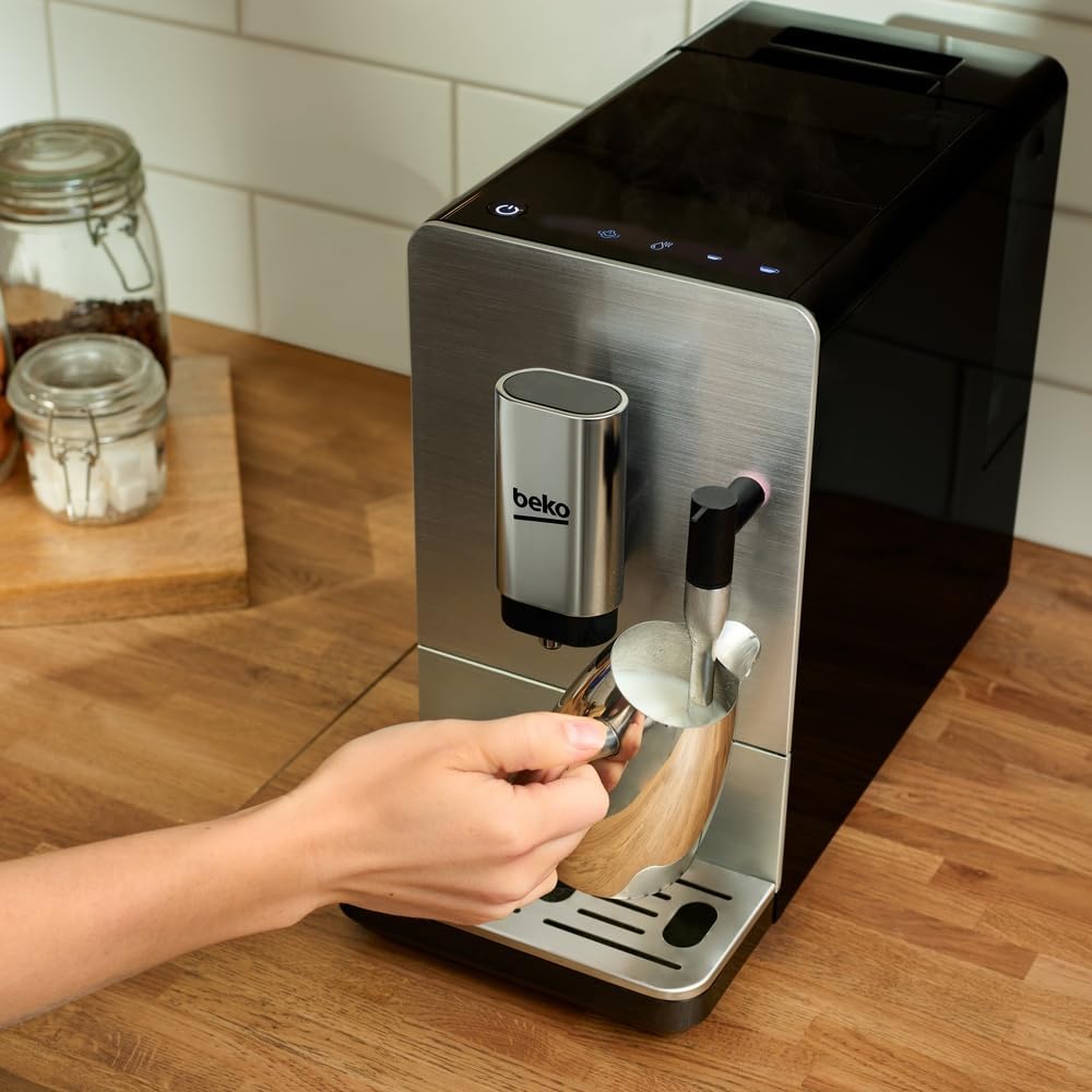 BEKO Bean-to-Cup Espresso Coffee Machine with Milk Frother – 1.4L, Stainless/Black - New Condition