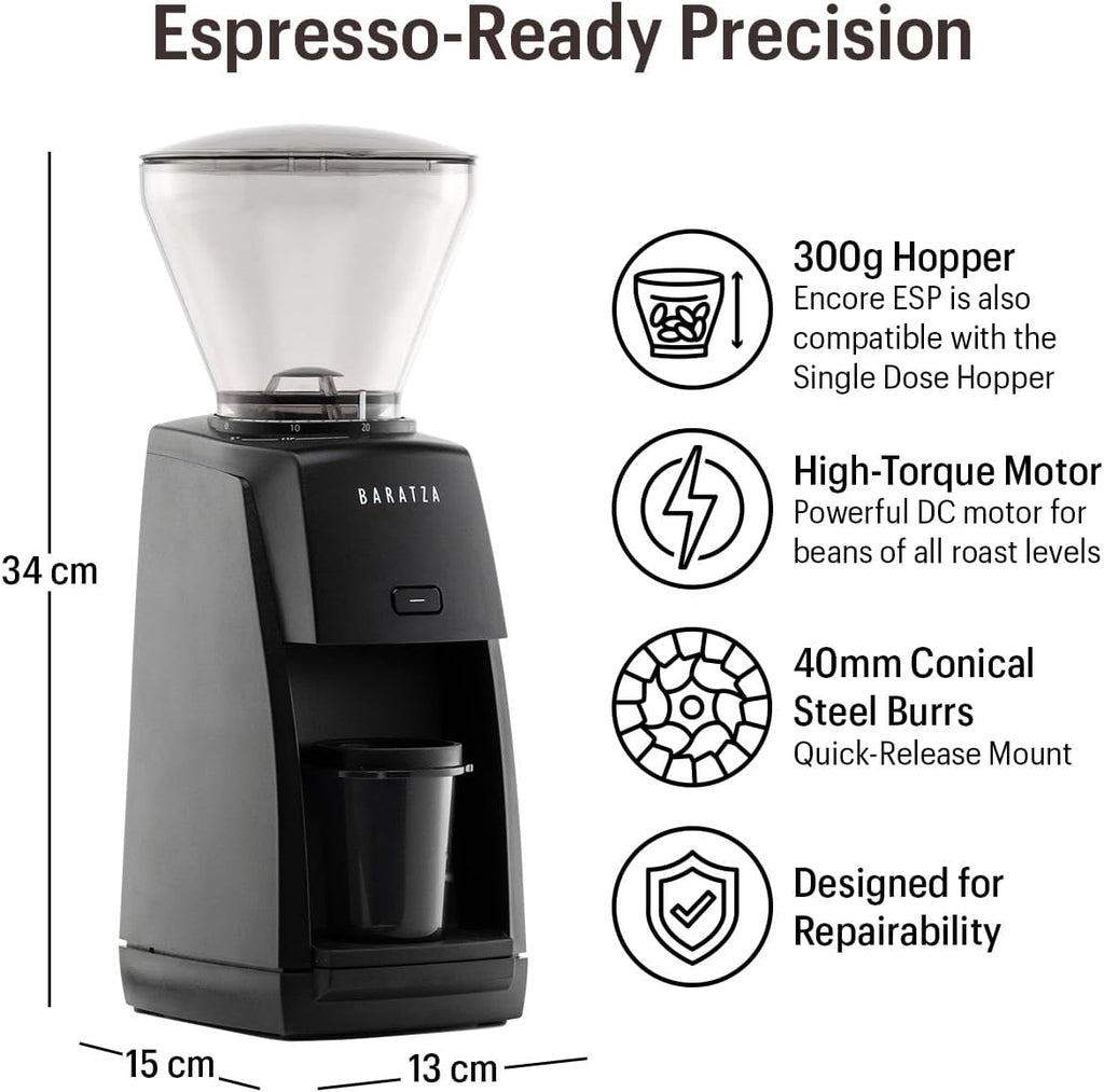 Baratza Encore ESP Coffee Grinder – Dual-Range Adjustment, 120g Capacity, Black - Good Condition