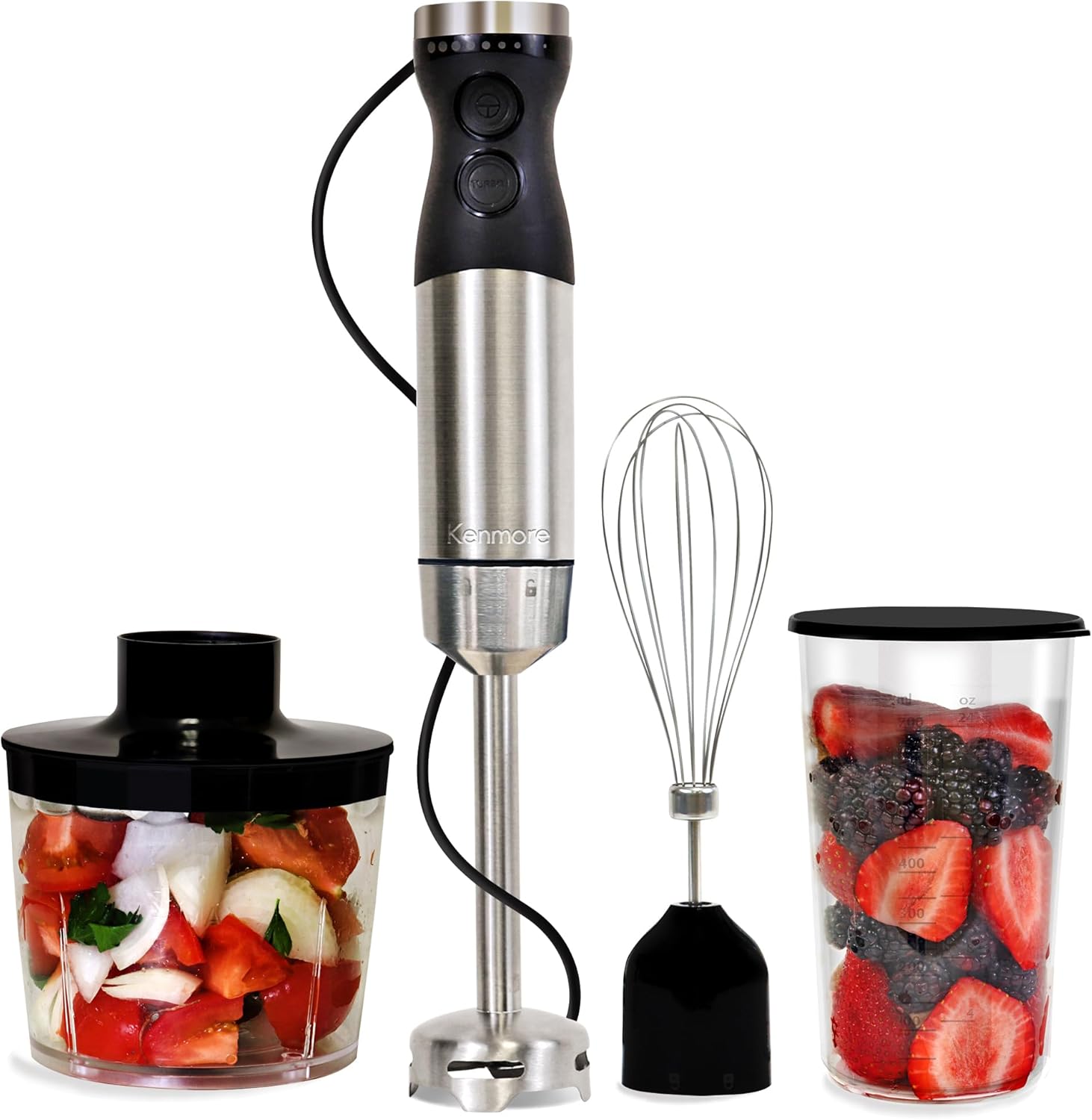 Kenmore Immersion Blender, Variable Speed Multifuctional Blender, Handheld Stick Blender, 4-in-1 - New Condition