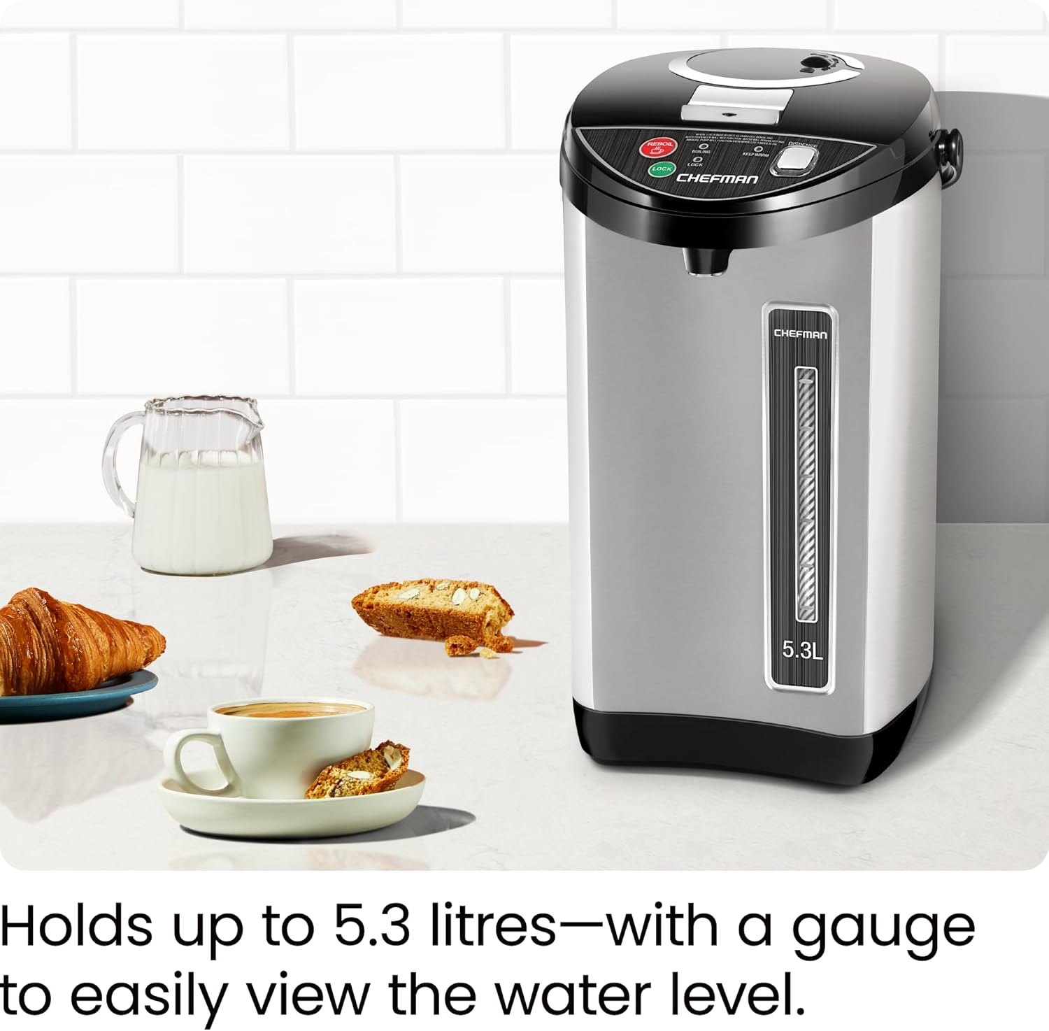 Chefman 5.3L Electric Hot Water Dispenser Urn Stainless Steel 1700W - New Condition