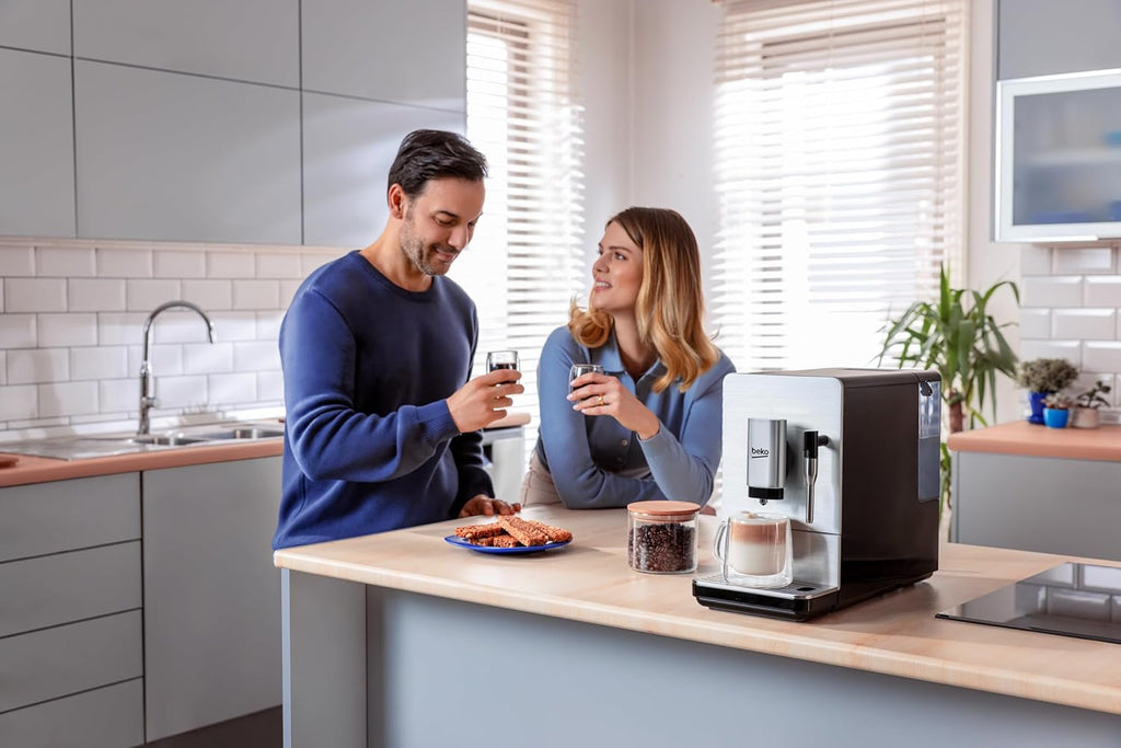 BEKO Bean-to-Cup Espresso Coffee Machine with Milk Frother – 1.4L, Stainless/Black - New Condition