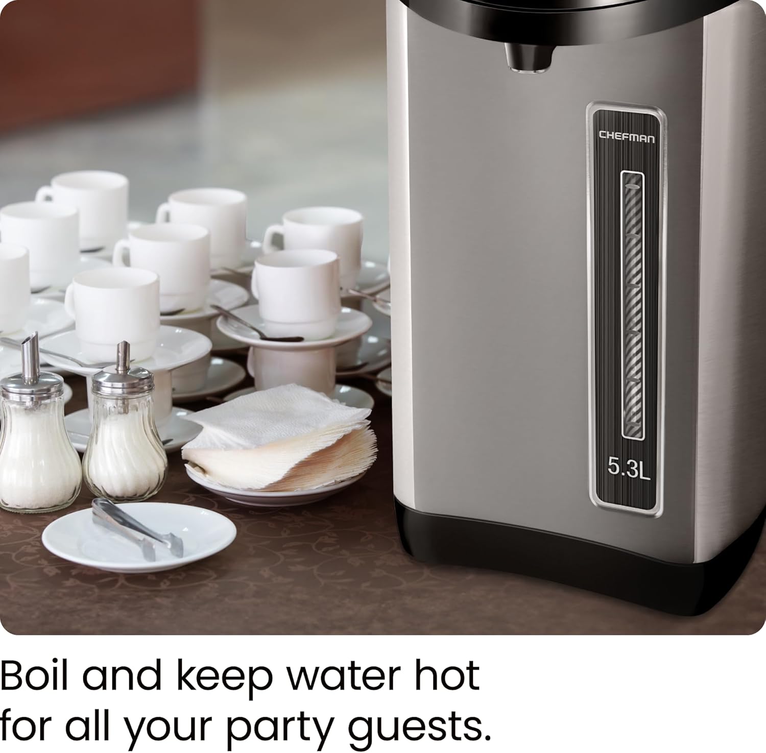 Chefman 5.3L Electric Hot Water Dispenser Urn Stainless Steel 1700W - New Condition