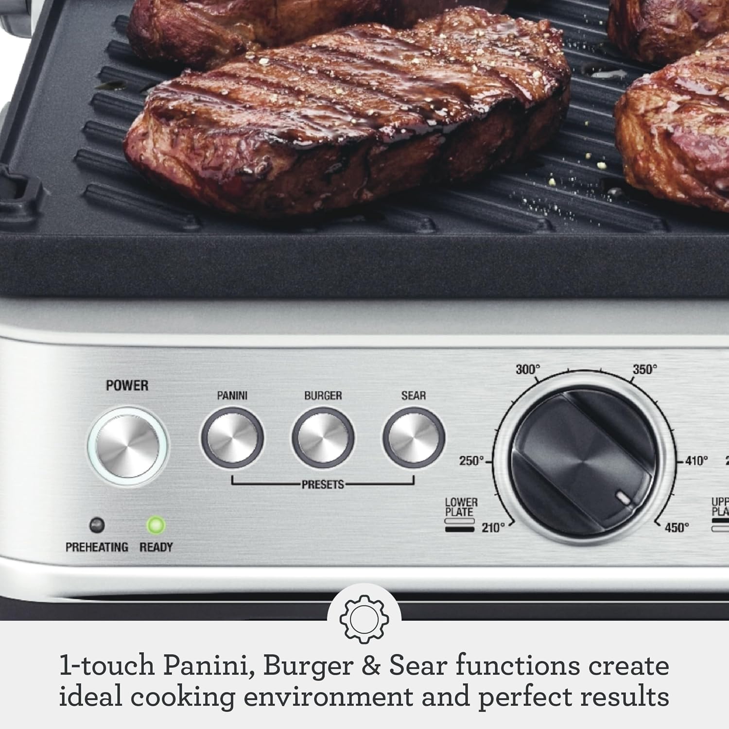 Breville BGR700BSS Sear & Press Grill – Stainless Steel, 1800W - Excellent Condition