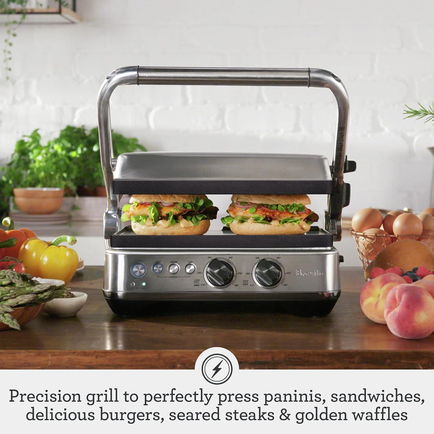 Breville BGR700BSS Sear & Press Grill – Stainless Steel, 1800W - Excellent Condition