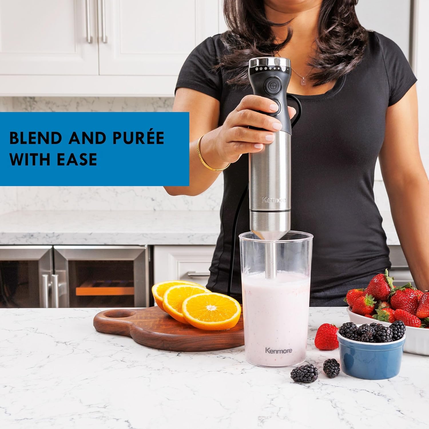 Kenmore Immersion Blender, Variable Speed Multifuctional Blender, Handheld Stick Blender, 4-in-1 - New Condition