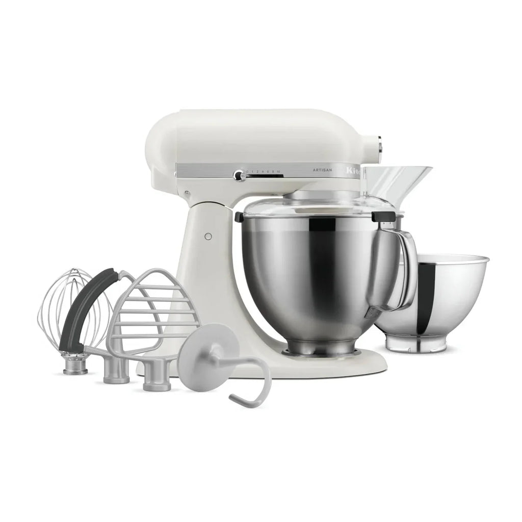 KitchenAid White Artisan Stand Mixer Tilt Head with 5 Accessories - New Condition